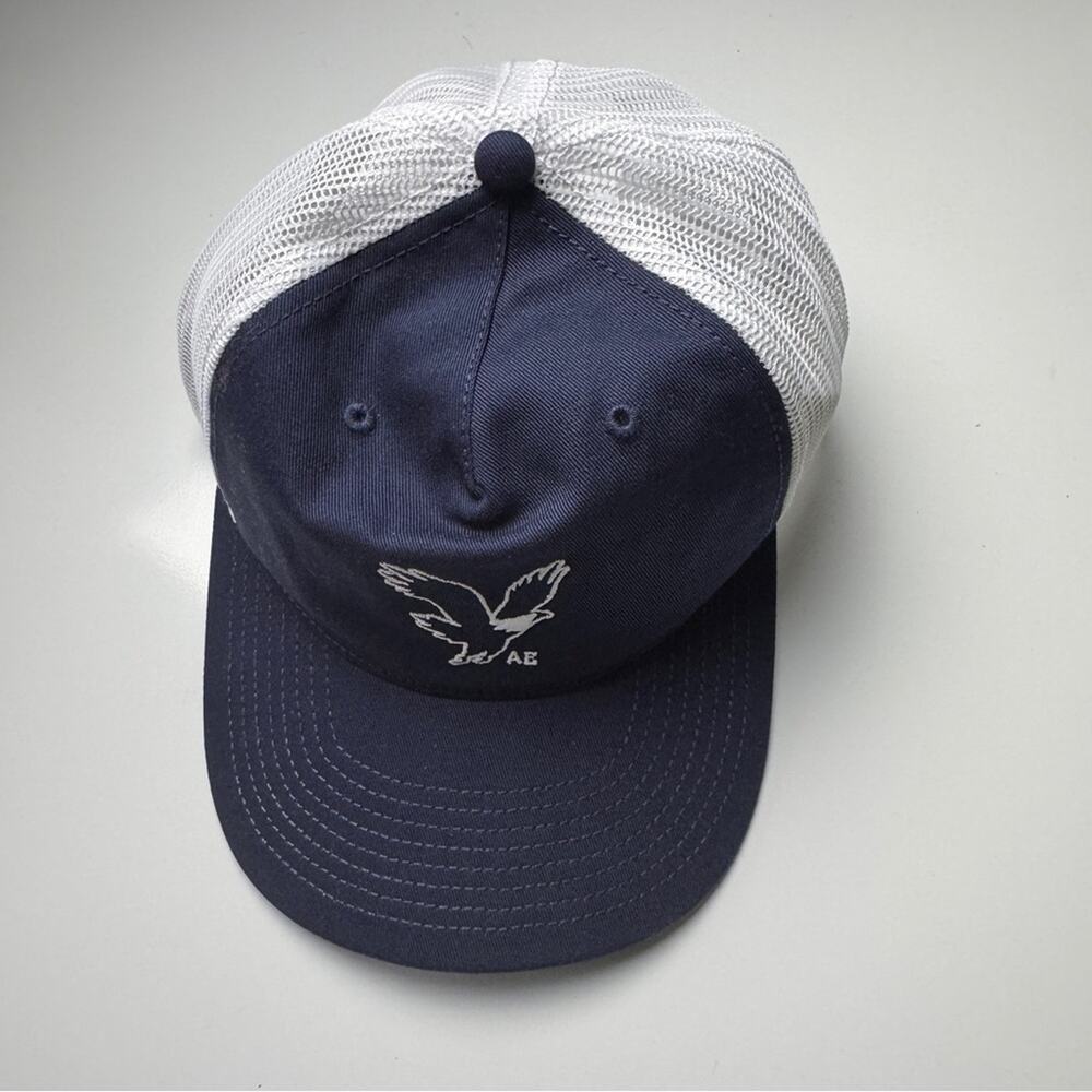 American Eagle Outfitters Navy and White Eagle Logo Trucker Hat NWT
